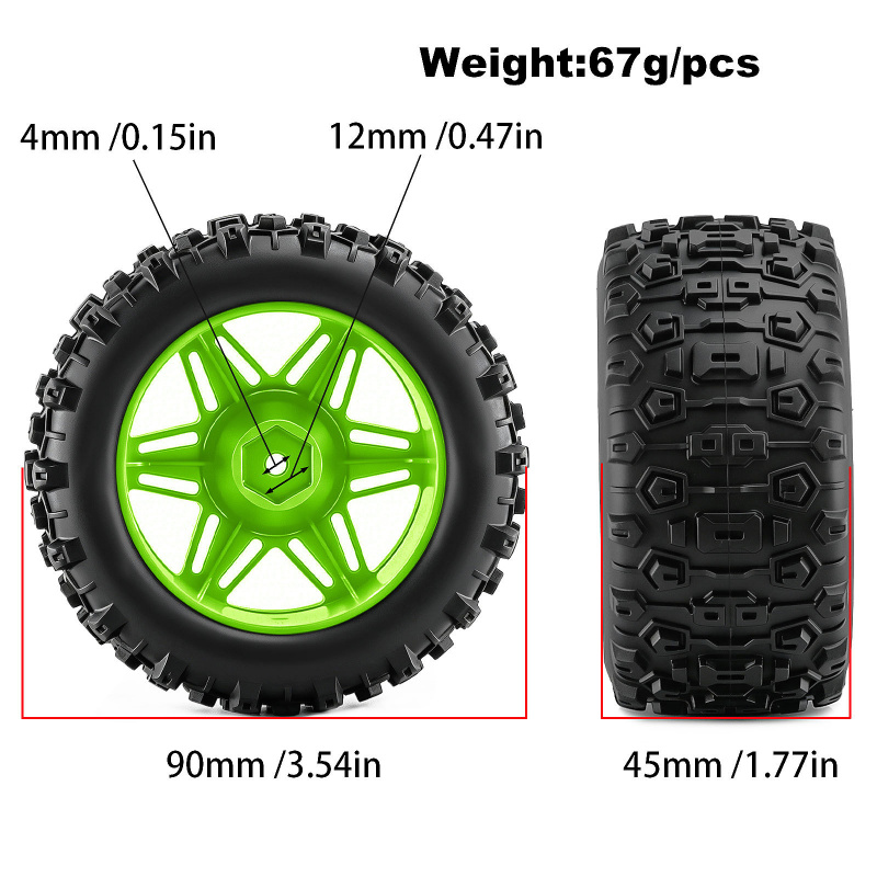 4 adet RC canavar kamyon teker - Rc Hobby Trucks incelemesi ve fiyatı